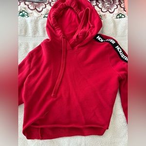 Red cropped hoodie